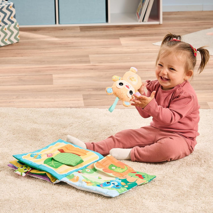 VTech Baby My big plush book - Carte de atins și pipăit/cărticică cu muzică și sunete - Carte din țesătură cu elemente în mișcare - Jucărie pentru abilități motorii și senzoriale - Pentru bebeluși și copii cu vârsta cuprinsă între 3-24 luni Jucarii Bebe Naty Shop