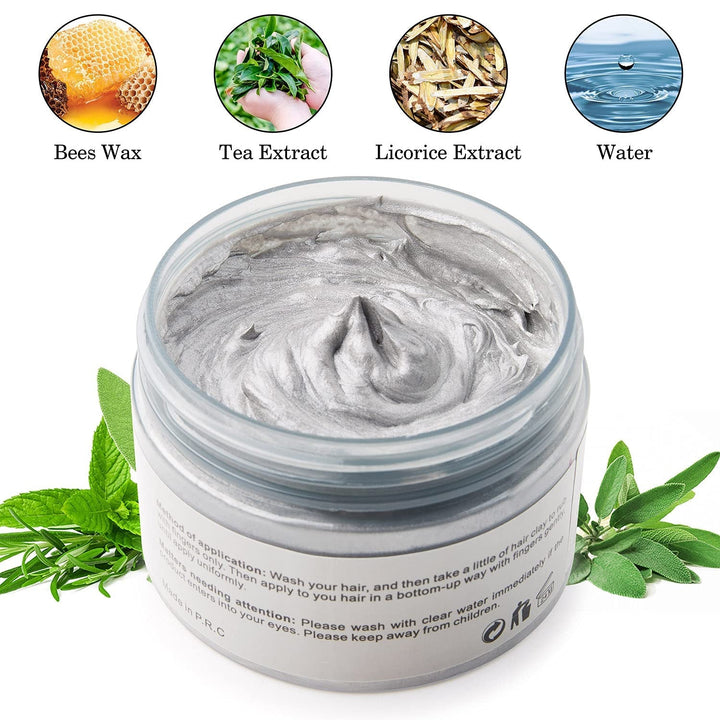 Vopsea de păr, Vopsea de păr temporară Vopsea de păr gri argintiu 4,23 uncii, Vopsea de păr temporară pentru petrecere, Cosplay și Halloween (gri argintiu) Vopsea pentru par Naty Shop