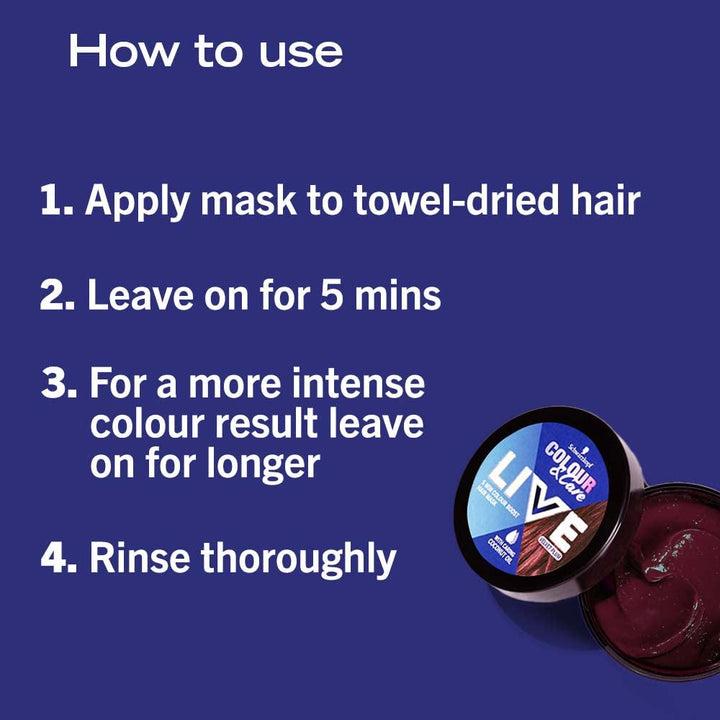 Mască de păr Live Color & Care, 5 minute de spălare, îmbunătățire temporară a culorii, durează până la 6 spălări - Velvet Plum, 150 ml Vopsea pentru par Naty Shop