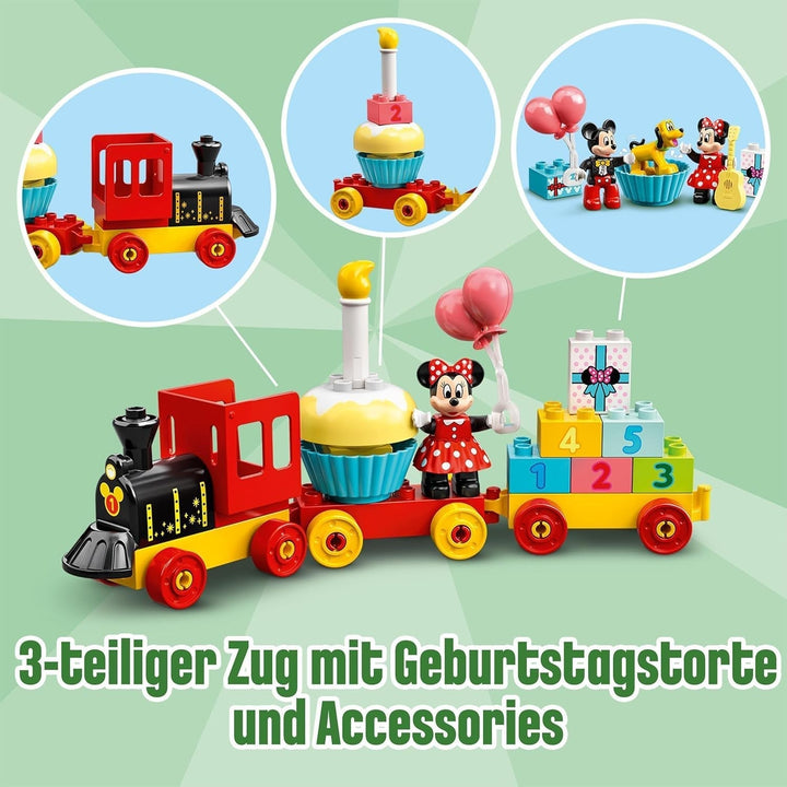 Trenul aniversar LEGO 10941 DUPLO Disney Mickey și Minnie, tren de jucărie cu tort și baloane, cadou pentru copii de 2 ani și peste Seturi de constructie Besuche den LEGO-Store