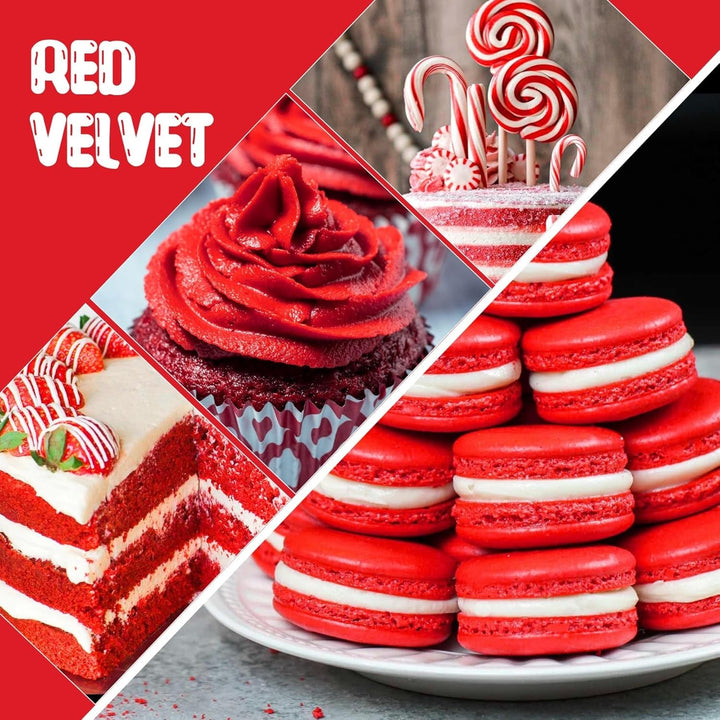 Colorant alimentar - Colorant alimentar lichid foarte concentrat pentru prăjituri, copt, ouă de Paște, băuturi - Colorant alimentar fără zahăr pentru fondant, glazură, slime, decorarea torturilor (Red Velvet, 236ml)