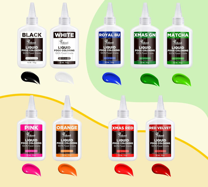 Colorant alimentar lichid, set de coloranți alimentari Red Velvet pentru copt torturi, macaroane, fursecuri, coloranți alimentari pentru decorarea torturilor, lichid pentru colorat băuturi (70 g x 3)
