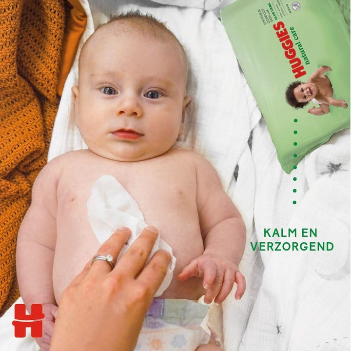 Huggies® Natural Care Baby Wipes, 10 x 56 Șervețele, fabricate din fibre de îngrijire a pielii pentru o piele sănătoasă, îmbogățite cu Aloe Vera Servetele Umede Bebelusi Naty Shop
