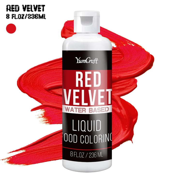 Colorant alimentar - Colorant alimentar lichid foarte concentrat pentru prăjituri, copt, ouă de Paște, băuturi - Colorant alimentar fără zahăr pentru fondant, glazură, slime, decorarea torturilor (Red Velvet, 236ml)