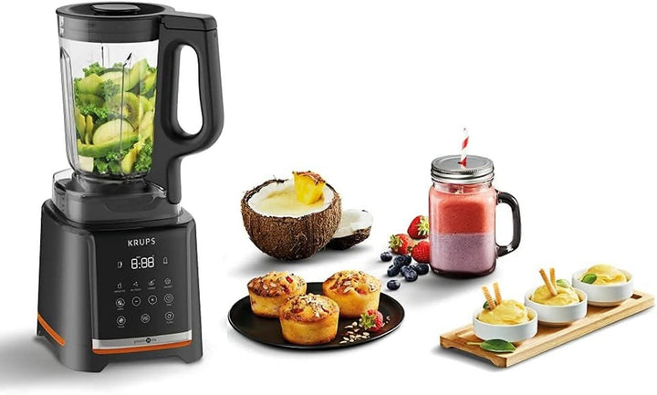 Krups Highspeed- Standmixer Infinymix KB9158 | 1600 W | 5 Automatische Programme + Manuelle Einstellung | Tritanbehälter | Inkl. Rezeptheft | Smoothies, Shakes, Crushed Ice | Schwarz Bucatarie Naty Shop
