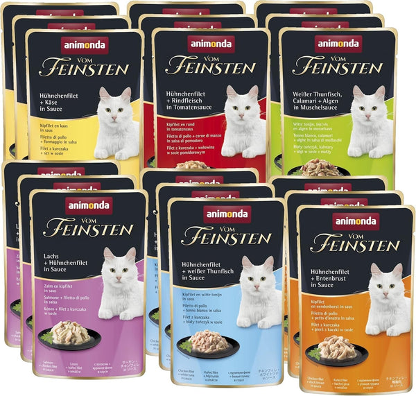 Animonda Vom Feinsten Adult Filet Creations (18 X 50 G), hrană umedă pentru pisici adulte, hrană pentru pisici cu fileuri în sos delicat, hrană umedă pentru pisici fără cereale și zahăr