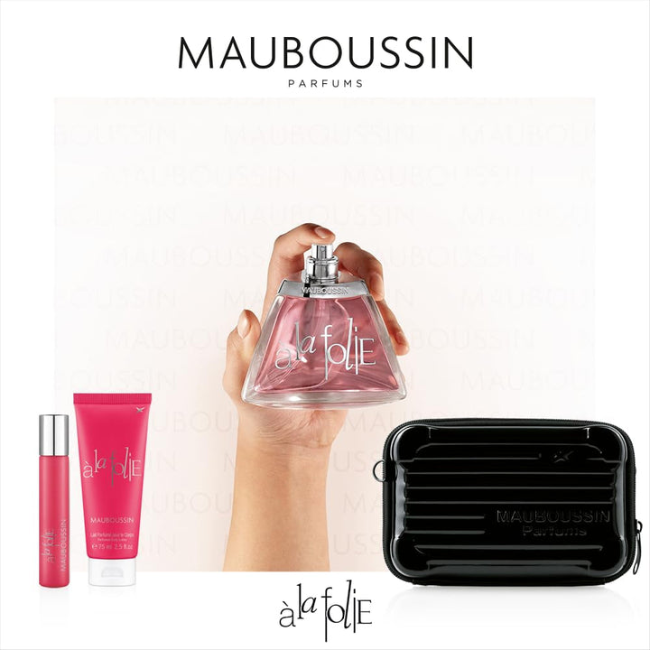 Mauboussin - Prestige 2024 a La Folie: Eau De Parfum 100 ml, Lapte de corp 75 ml, Spray de călătorie 20 ml și Geantă de umăr