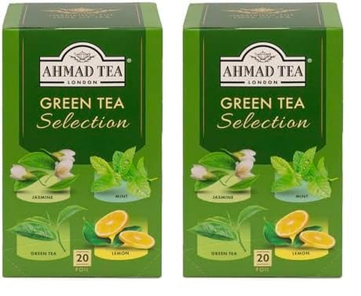 Ahmad Tea - Ceai verde - Pliculețe de ceai ambalate individual, cu aromă sigilată, conținând 2 g de ceai per porție - 20 de pliculețe de ceai cu bandă