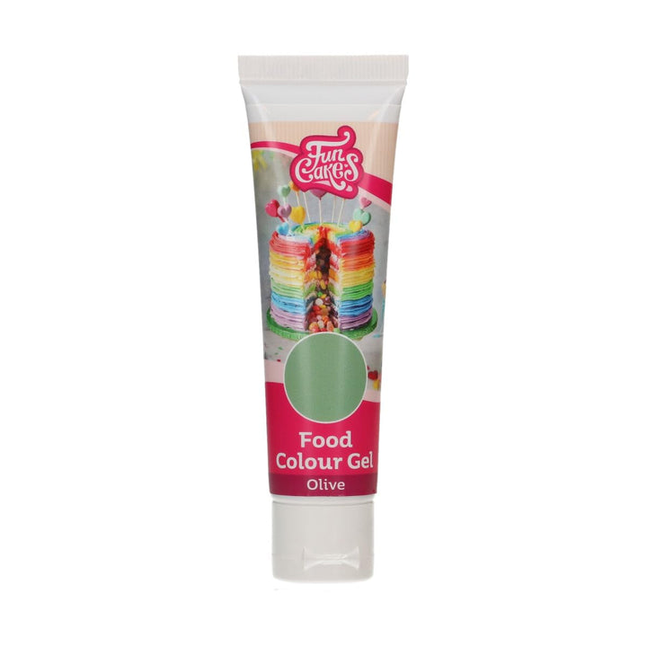 Colorant alimentar Funcakes Gel Olive: Colorant alimentar foarte concentrat pentru aluat, cremă, fondant și marțipan. Dozare ușoară. Picătură individuală pentru a crea culori vibrante. Halal. 30 g.