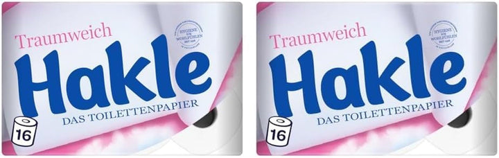 Hârtie igienică Hakle Traumweich - 16 role, curățare delicată pentru bunăstare (pachet cu 2)