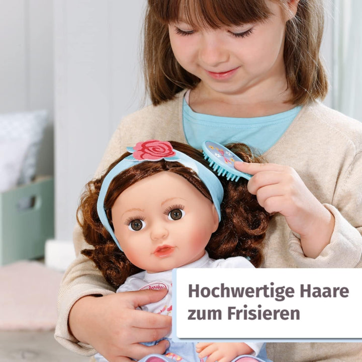 Baby Annabell Sophia Brunette 43Cm, păpușă moale cu păr lung castaniu, incl. haine pentru păpușă, bentiță și perie, 707234 Zapf Creation Papusi Naty Shop