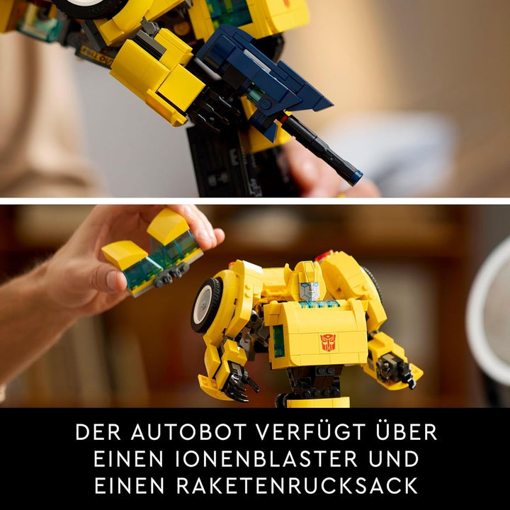 LEGO Icons Transformers Bumblebee, Figurină de acțiune robot pentru adulți de colecționat, Set de construcție pentru film pentru fanii science fiction, Poate fi transformat într-o mașină, Jucărie de aventură 10338 Seturi de constructie Besuche den LEGO-Store