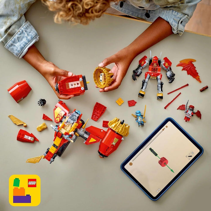 LEGO NINJAGO Kai's Storm Rider Mech - Jucărie motocicletă zburătoare cu 3 minifigurine - Mech cu cap, brațe și picioare mobile - Jucărie de construit - Cadou pentru băieți și fete cu vârsta de 7+ 71830 Seturi de constructie Besuche den LEGO-Store