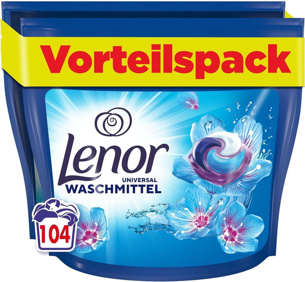 Detergent Lenor PODS All-In-1, 104 capsule, prospețime de 3 ori mai durabilă și curățenie profundă chiar și la spălarea la rece Naty Shop Model Nou