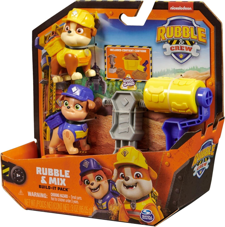 Rubble & Crew - Set de figurine de acțiune cu figurină Rubble & Mix, 2 jucării de construcție și 85G nisip cinetic de construcție, jucărie potrivită pentru copii de la 3 ani în sus Action figures Naty Shop