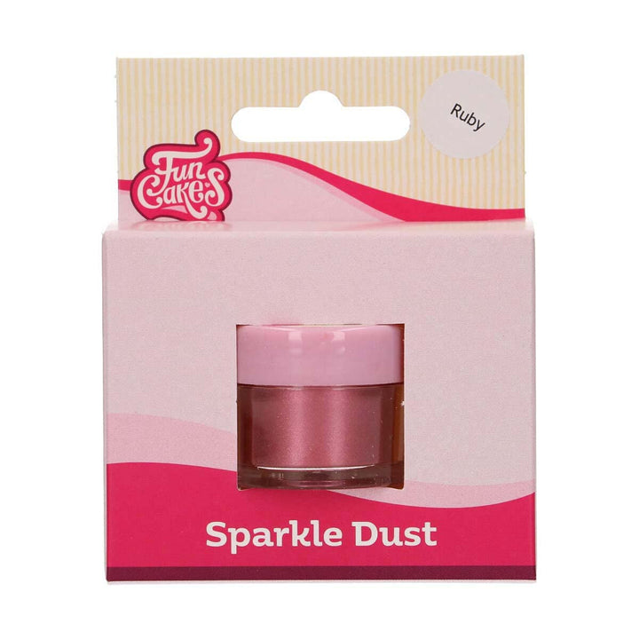 Funcakes Sparkle Dust Ruby: Pudră colorată strălucitoare pentru alimente, pentru decorarea torturilor, certificată Halal