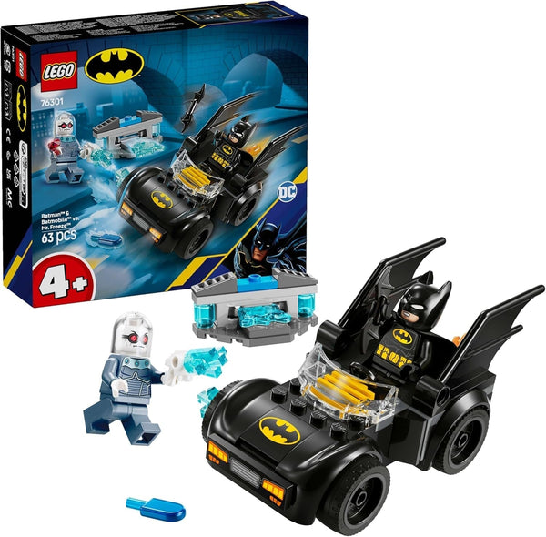 LEGO DC Batman: Batman & Batmobil Vs. Mr. Freeze - Jucărie cu mașină de supereroi cu 2 minifigurine - Tragător de gheață cu elemente pentru foc - Cadou pentru băieți și fete de la 4 ani 76301 Seturi de constructie Besuche den LEGO-Store Titlu implicit