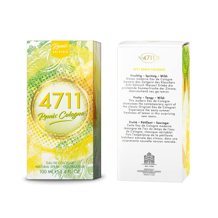 4711® Remix Cologne Lemon - Urban Summer | Apă de colonie - Fructată - Strălucitoare - Sălbatică - Prospețimea vibrantă a lămâii, remixată recent pentru vară! | Vaporizator spray natural 100 ml