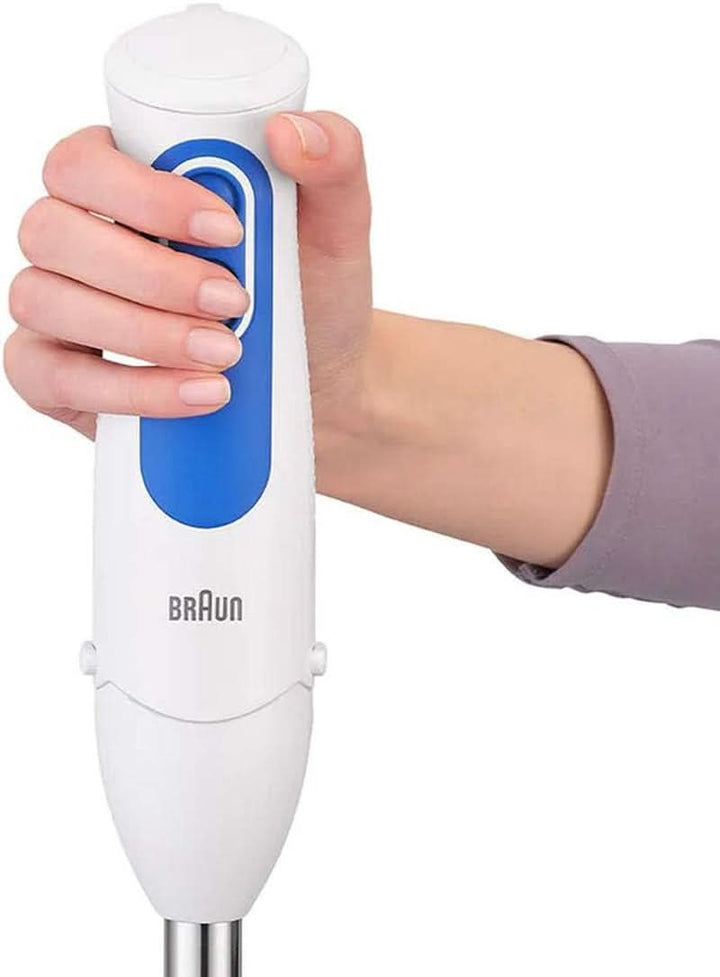 Braun Household Stabmixer MQ 3035 WH - Multiquick 3 Pürierstab Mit Edelstahl-Mixfuß, 2 Geschwindigkeiten, Spritzschutz, Spülmaschinenfest, Zerkleinerer, Schneebesen & 600Ml Mix- Und Messbecher, Weiß Bucatarie Naty Shop