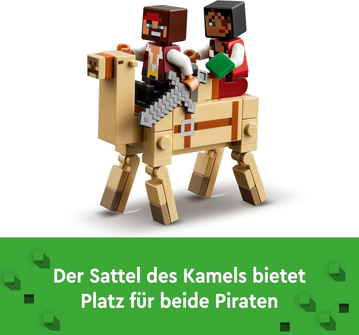 LEGO Minecraft The Pirate Ship Voyage, navă de jucărie cu figuri de pirați, calmar și cămilă, jucărie de construcție pentru jocuri de rol, cadou pentru băieți și fete de la 8 ani 21259 Seturi de constructie Besuche den LEGO-Store