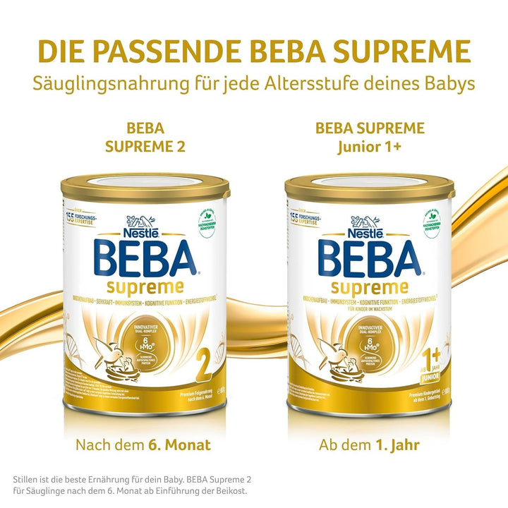 BEBA SUPREME 2 Lapte de continuare după 6 luni, doar lactoză, fără ulei de palmier, pachet de 6 (6 x 800 g) Naty Shop