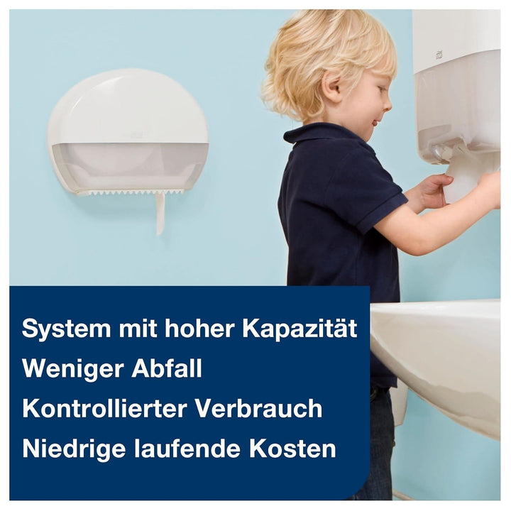 Tork 472102 Hârtie igienică Mini Jumbo în calitate avansată pentru sistemul de hârtie igienică Tork T2 Mini Jumbo / hârtie igienică 2 straturi în alb, 12 X900 coli