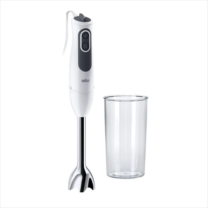 Braun Multiquick 3 MQ 3135 Sauce Stabmixer – Pürierstab Mit 11 Geschwindigkeiten plus Turbo-Stufe & Edelstahl-Mixfuß, 750 Watt, Inkl. 600 Ml Mix-/Messbecher, Schneebesen & Zerkleinerer, Weiß/Grau Bucatarie Naty Shop Single Mq 3100