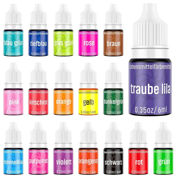 Colorant alimentar 18 culori x 6ml, colorant alimentar lichid, set de coloranți alimentari, culori de copt pentru decorarea torturilor, colorant alimentar pentru torturi, macaroane, glazură, fondant, accesorii de copt DIY