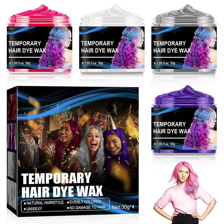 Vopsea de păr temporară de Halloween 4 culori, ceară de culoare pentru păr, Styling Hair Tone pentru bărbați femei, pentru Halloween Cosplay Party Vopsea pentru par Naty Shop Titlu implicit