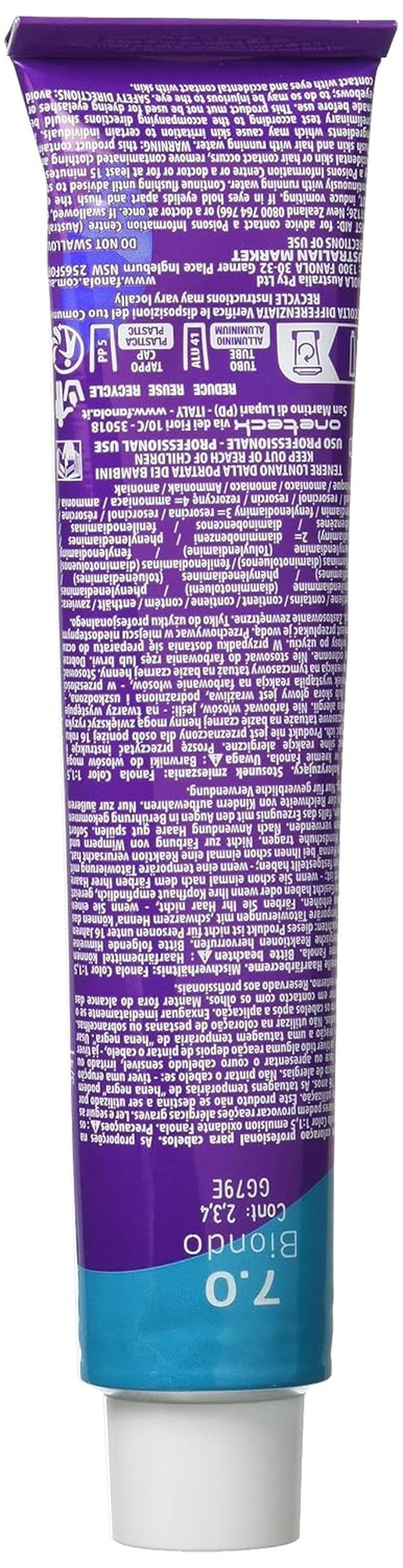 Fanola crema colore Cremă colorantă 7.0 Blond, 100 ml Vopsea pentru par Naty Shop