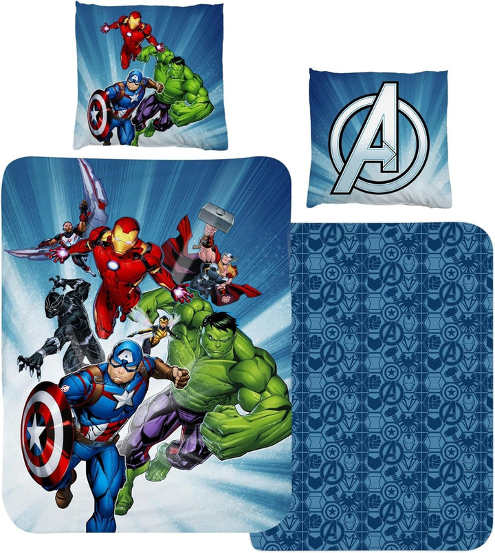 Lenjerie de pat pentru copii, diverse personaje animate, 100% bumbac Lenjerie de pat - copii Naty Shop Avengers