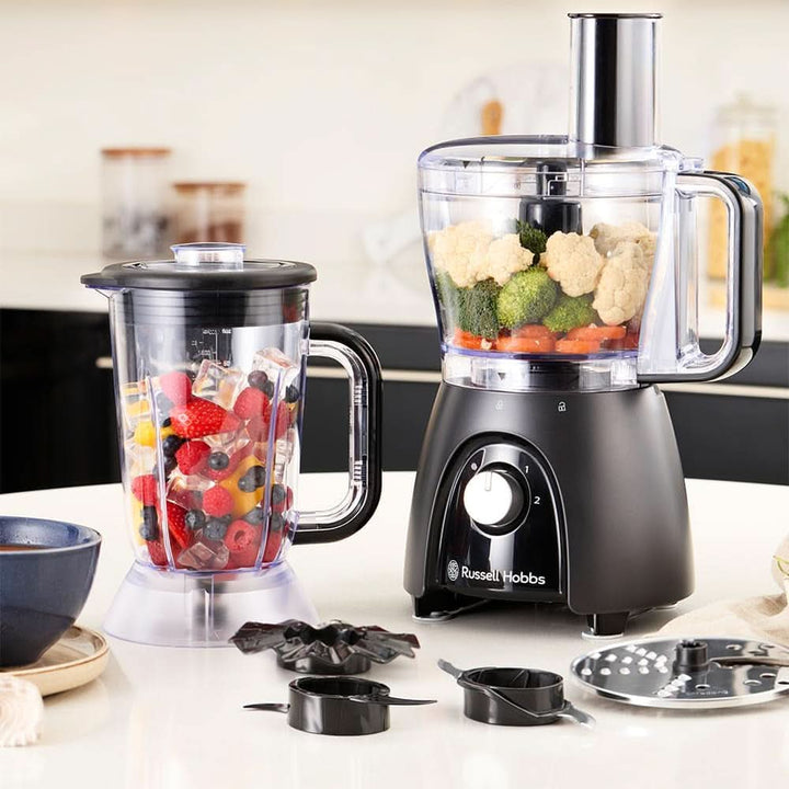 Robot de bucătărie Russell Hobbs [blender/tăietor de legume/mixer de masă/despicator/blender] Robot de bucătărie (frământare, amestecare și feliere), Matte Charcoal Bucatarie Naty Shop