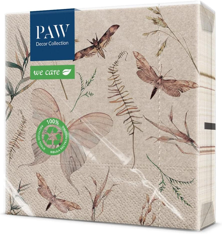Paw Decor Collection X Paw Decor Collection CM Pappers torkservetter med 3 lager. 20 stycken. Tryckt med vattenbaserade färger. Borddekorationer. Nature, HIRSC, PAW_022022, rådjur, 33 x 33 cm (paket med 3)