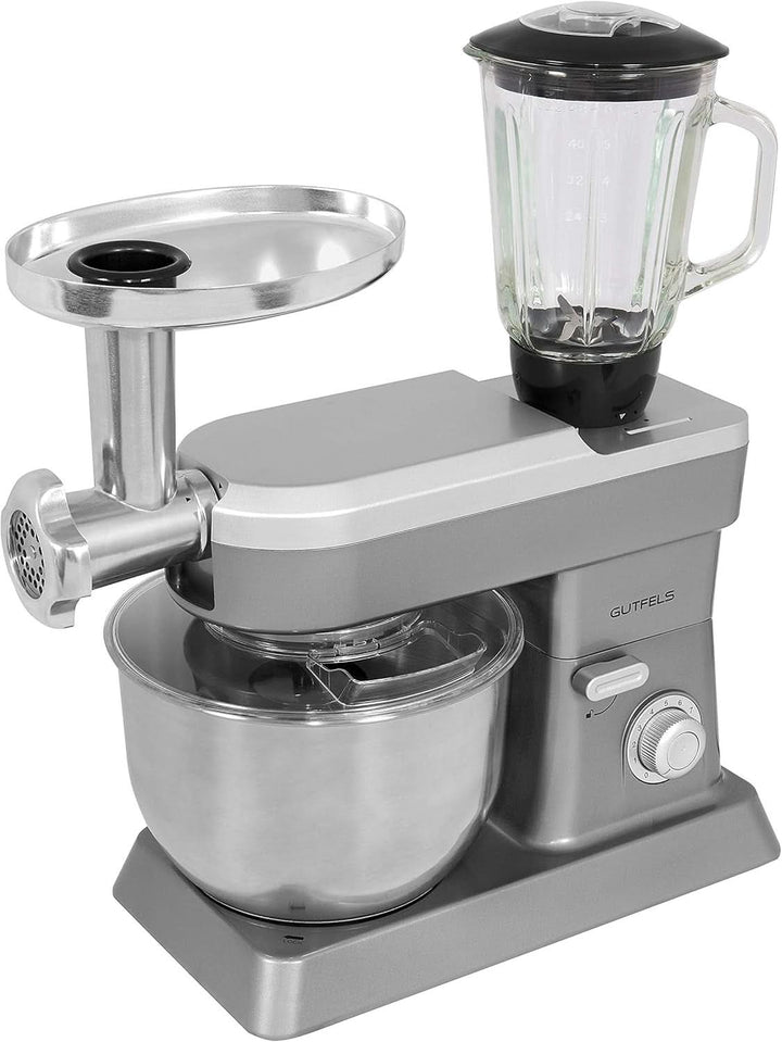 GUTFELS Küchenmaschine KM 8102 Roi | Küchenmaschine |1200 Watt | Schneebesen | Rührhaken | Knethaken | 10 Stufen | Rot | 5 L Schüssel Mama si Copilul Naty Shop Silver
