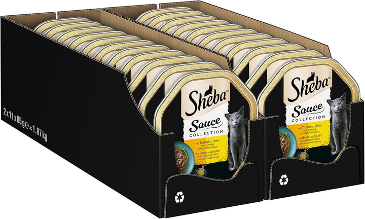SHEBA Bowl Hrană umedă pentru pisici selecție în sos cu vițel și curcan 2 X 11 X 85G