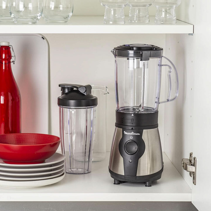 Blend&Go LM1B1D 300W Mixer, Smoothie-Mixer Mit 750 Ml Kunststoffkrug, Inklusive 750 Ml Tragbarer Flasche, 4 Abnehmbaren Klingen, Edelstahloberflächen Mama si Copilul Naty Shop