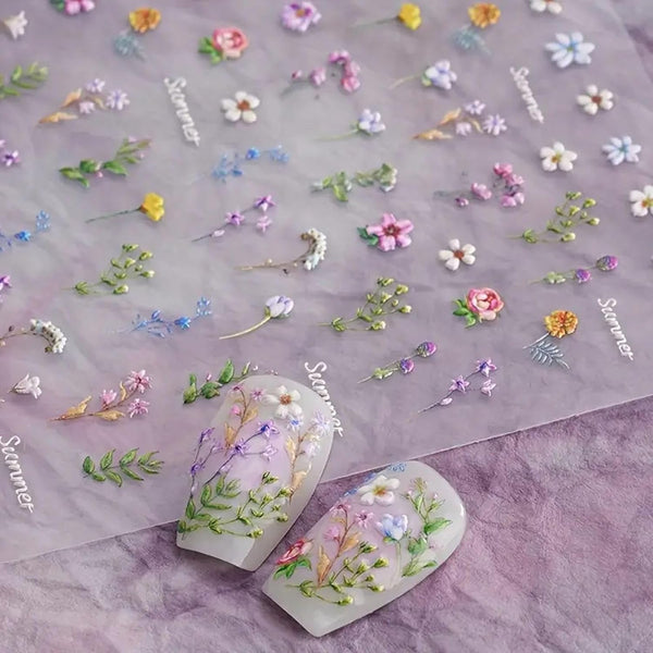 Nagelsticker Set - Selbstklebende Nail Sticker, Nageldesign Zubehör, Nail Art, Nagelaufkleber Für Fingernägel, Blumen Nagelsticker, Nagel Deko