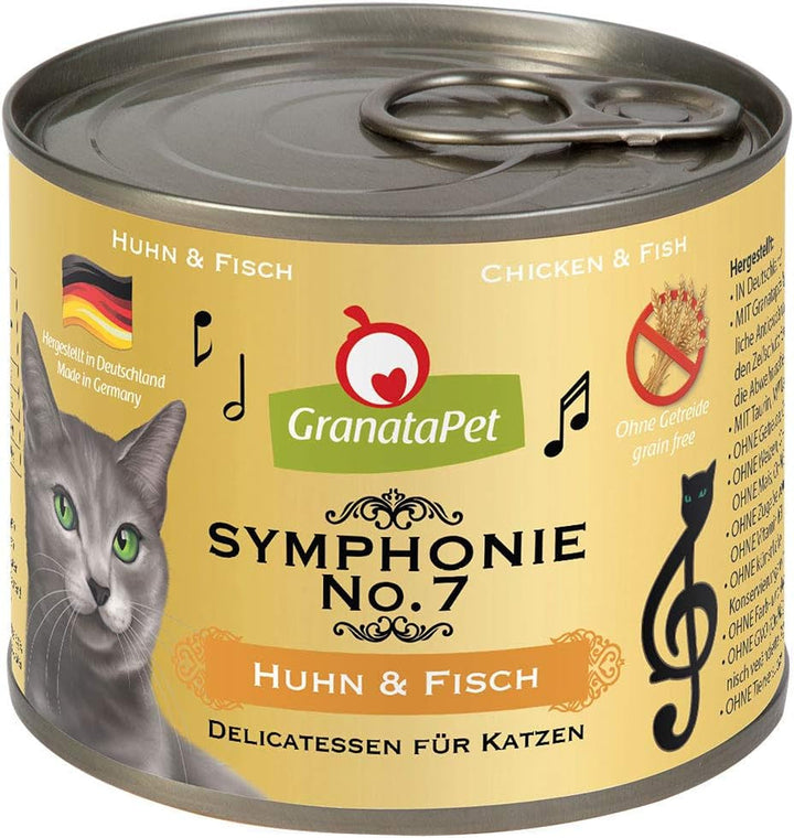 Granatapet Symphonie No. 5 Pui PUR , Hrană pentru pisici fără cereale și zahăr adăugat, File în jeleu natural, Hrană umedă delicioasă pentru pisici, 6 X 200 G