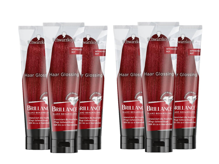 Brillance Shine Treatment, Hair Glossing Radiant Violet (150 ml), hrănește și intensifică culoarea părului, poate fi folosit ca o mască de păr, durează până la 6 spălări ale părului Vopsea pentru par Naty Shop Roșu intens 150 ml (pachet de 6)