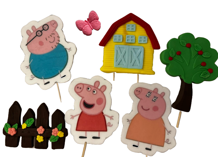 Set 7 decoratiuni comestibile din pasta de zahar, Peppa Pig Decoratiuni din Pasta de Zahar Naty Shop