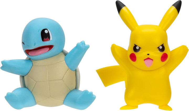 Pokémon PKW3586 - Battle Figure Pack - Pikachu și Schiggy, figuri oficiale detaliate, 5 cm fiecare Action figures Naty Shop Pikachu și Schiggy