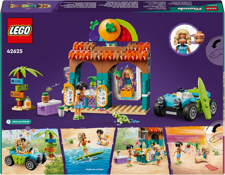 LEGO Friends Smoothie Stand At The Beach, set de joacă pentru jocuri de rol, idee de cadou pentru fete și băieți de la 6 ani cu figuri de joacă, broască țestoasă și accesorii, jucărie pentru dezvoltare socială 42625 Seturi de constructie Besuche den LEGO-Store