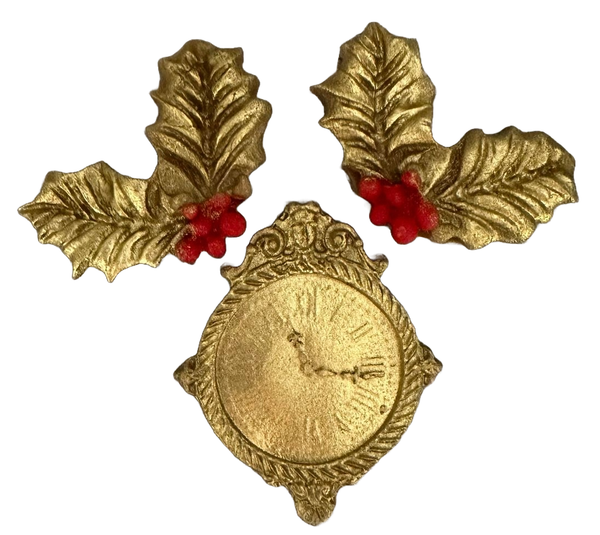 Set 3 decoratiuni comestibile din zahar, Sarbatori de iarna Decoratiuni din Pasta de Zahar Nati Shop