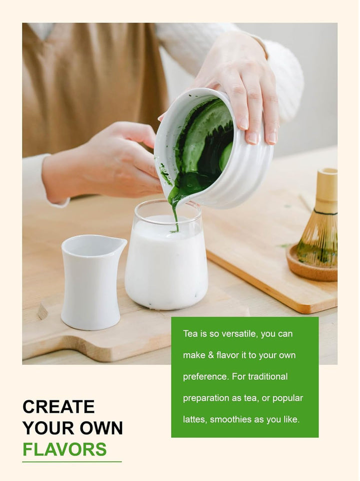 Teelux Matcha pulbere de ceai verde de ceremonie 100 g, vegan, pulbere de ceai verde Matcha premium vibrant, 100% frunze de ceai pure măcinate cu piatră, prima recoltă