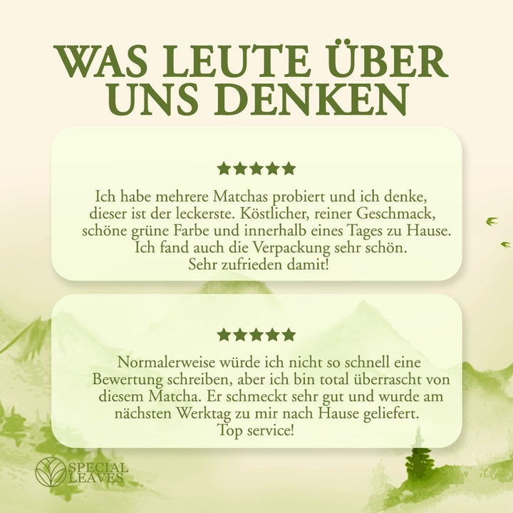 Pudră Matcha - 90 g - 100% naturală și măcinată fin - Pentru ceai și Matcha Latte - Fără aditivi - Calitate superioară din tradiția japoneză a ceaiului - Ceai verde premium de la Special Leaves