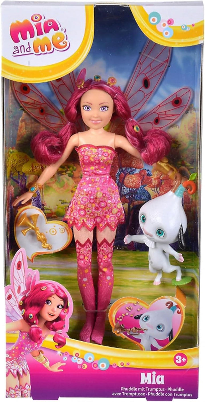 Simba 109483042 Mia and Me dress-up doll, Phuddle with Trumptus, elf cu aripi și picioare mobile, 6X agrafe de păr, 2X brățară, de la 3 ani, multicolor, 23 cm Papusi Naty Shop