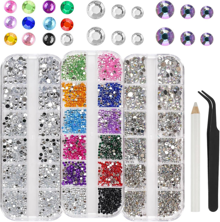 5820 Stück Strasssteine Nägel, Glitzersteine Nägel Und Halbrunde Perlen, AB Kristall Rhinestones, Flatback Nagel Steine Mit Pinzette Und Stift Für Nagel/Diy (Mehrere Größen Und Farben)