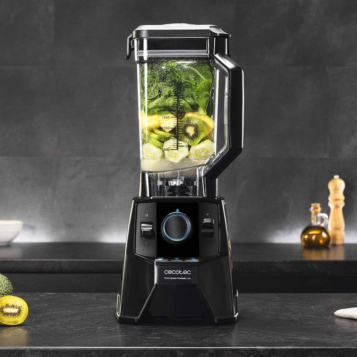 Cecotec Standmixer Power Black Titanium 2000 Pro, 2000 W- Leistung, 8 Mix-Klingen, Schwarz Titan-Beschichtung, 3 Programme, Quadratischer Krug, Bpa-Frei Mama si Copilul Naty Shop