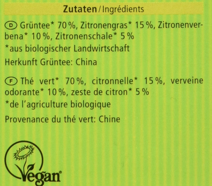 Ceai verde organic cu lămâie, 20 pliculețe, 40 g