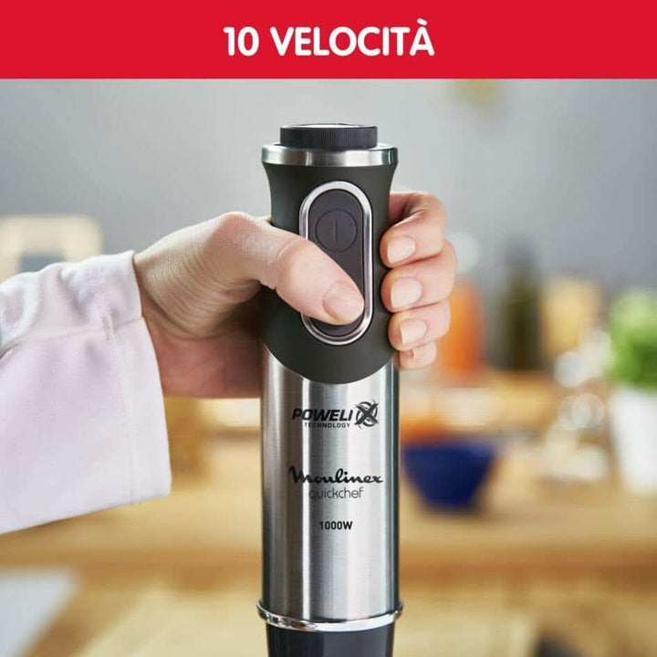 DD6558 DD655810 Quickchef 3-In-1 Tauchmixer, Powelix-Technologie, 3 Zubehörteile, Edelstahl, Stahl/Schwarz Bucatarie Naty Shop